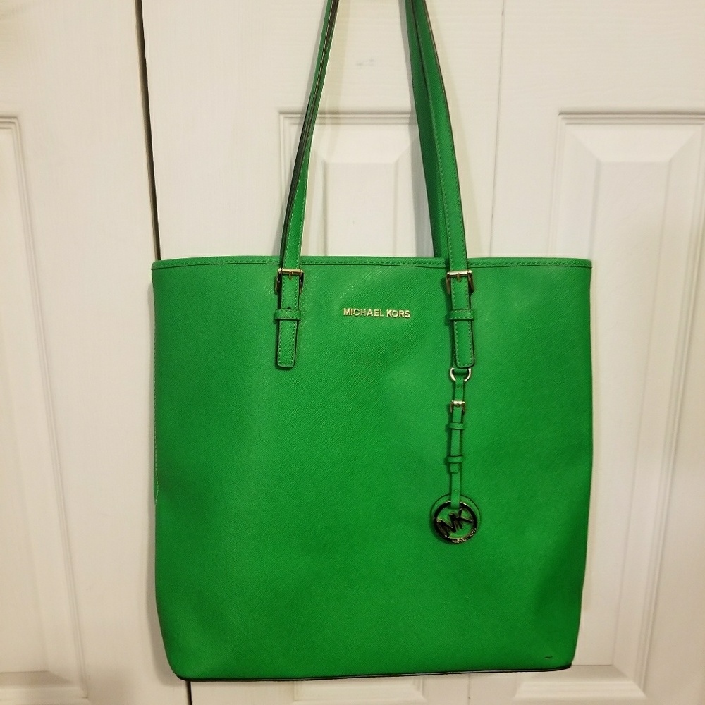 Bright green Michael Kors school bag
